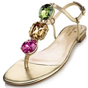 NEW Kate Spade Faith sz 9 B Gold Jeweled Sandals